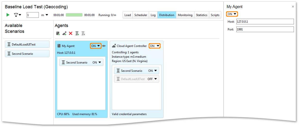 API distributed load testing with ReadyAPI: Enable or Disable the Agent