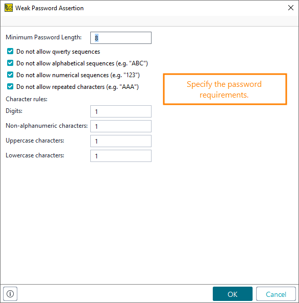 ReadyAPI: Configuring the Weak Password assertion
