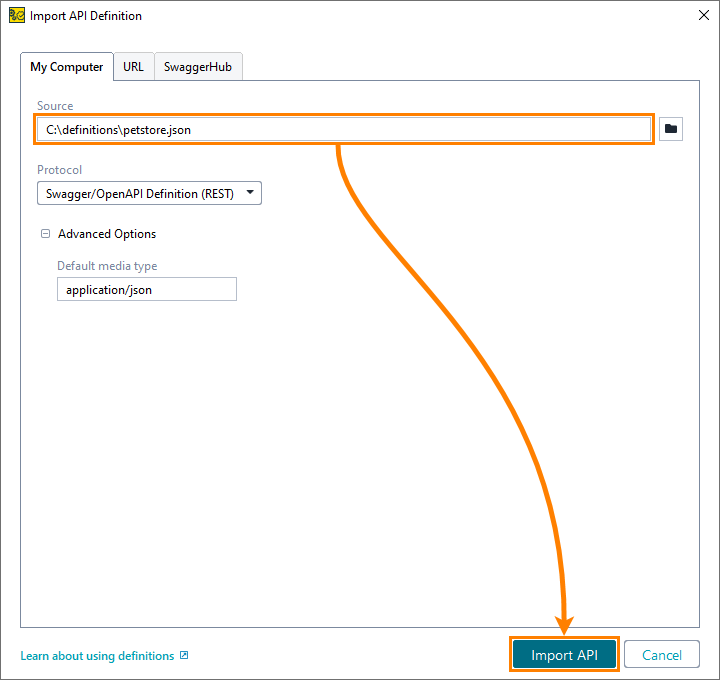 Add API to ReadyAPI project