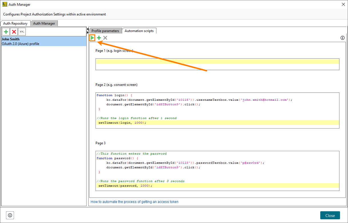 Azure authorization automation in ReadyAPI: Run automation script Azure authorization automation in ReadyAPI: Run automation script