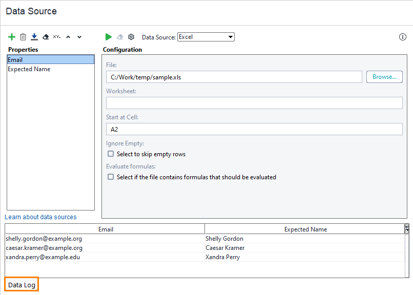 ReadyAPI: Opening the Data Log ReadyAPI: Opening the Data Log