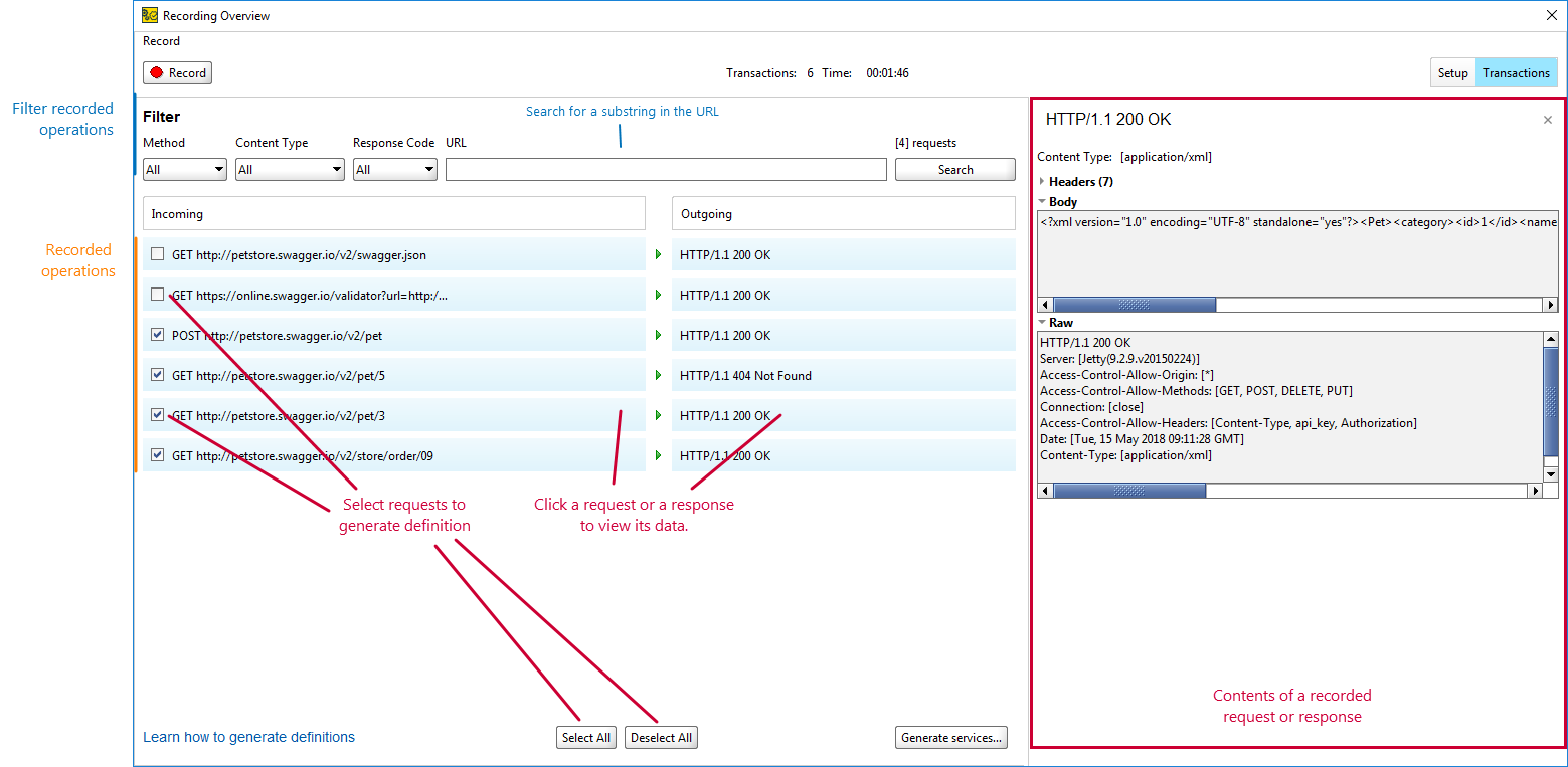 REST Discovery: Transactions page overview