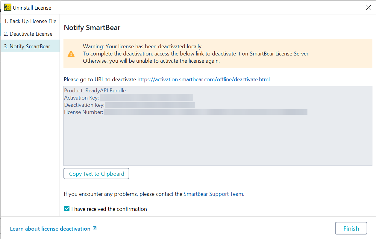 Offline deactivation confirmation