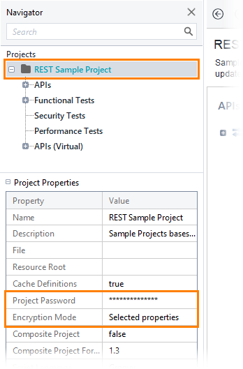 API testing with ReadyAPI: Encrypt project properties - Setting password