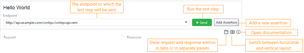 XML-RPC test step toolbar