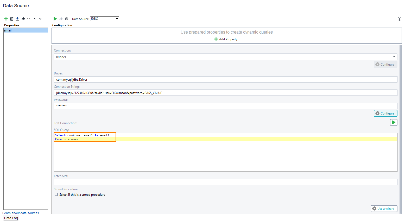 ReadyAPI: The JDBC data source configuration