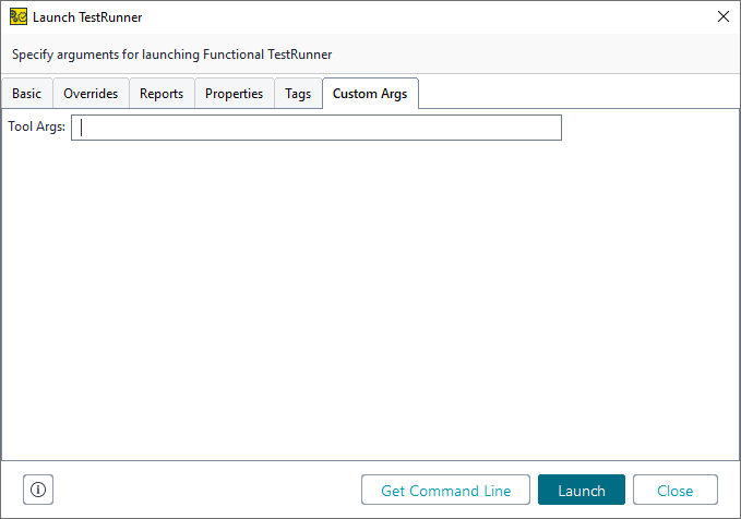 ReadyAPI: The Custom Args tab of the test runner ReadyAPI: The Custom Args tab of the test runner