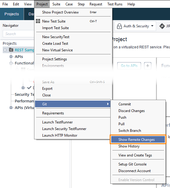Git integration: Show Remote Changes command in main menu