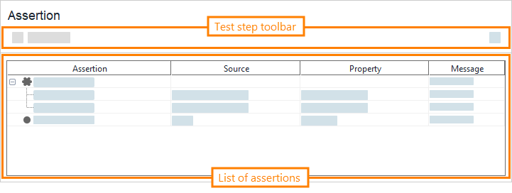 Assertions test step editor