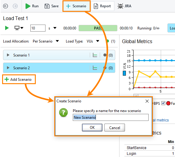 Adding a scenario to a load test