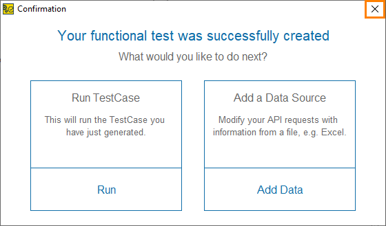 Closing the confirmation dialog