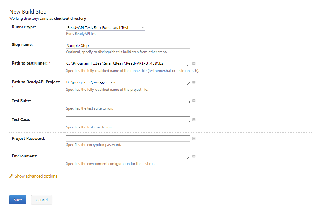 TeamCity: The New Build Step form