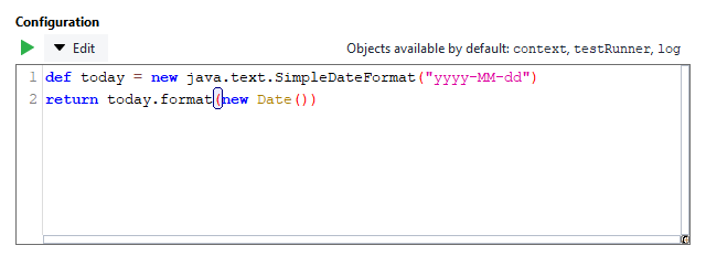 Script configuration panel
