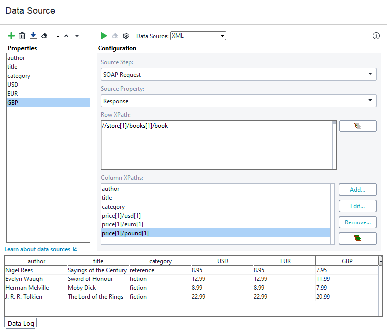 The XML data source The XML data source