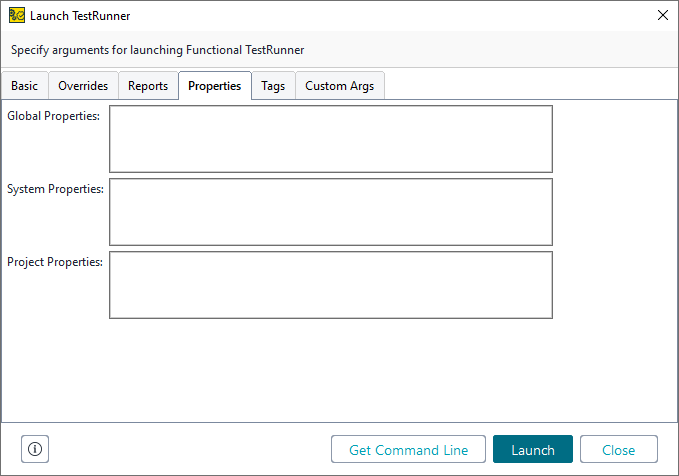 ReadyAPI: The Properties tab of the test runner ReadyAPI: The Properties tab of the test runner