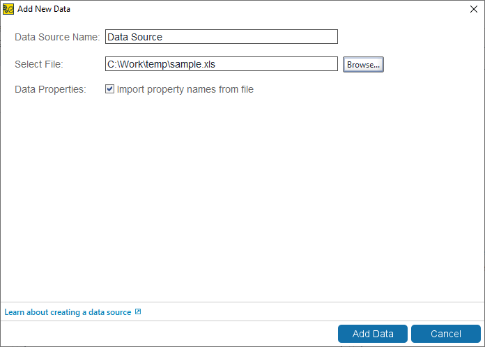 ReadyAPI: The Add New Data dialog