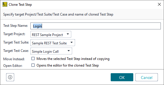 Clone Test Steps dialog Clone Test Steps dialog