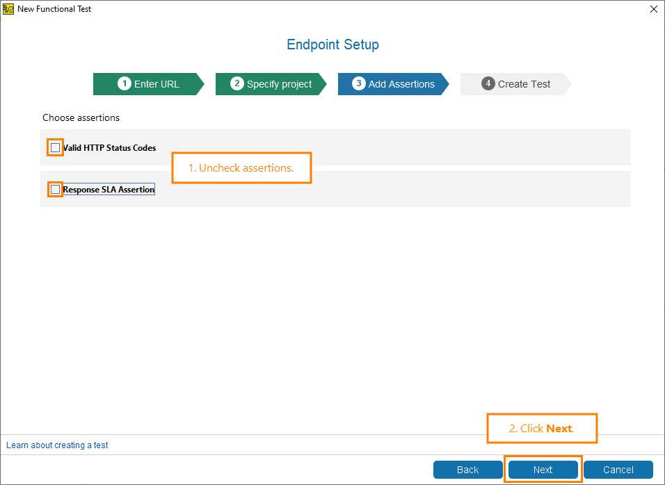 Unchecking assertions