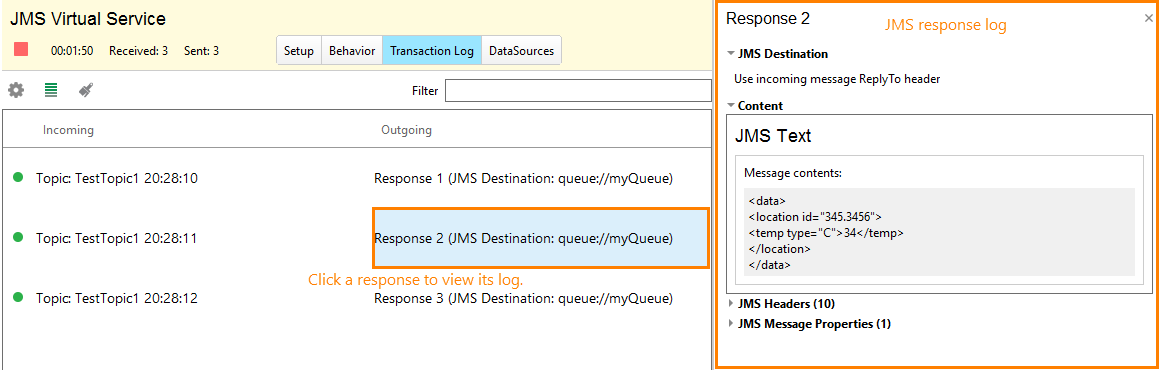Service virtualization and API testing: JMS response log Service virtualization and API testing: JMS response log
