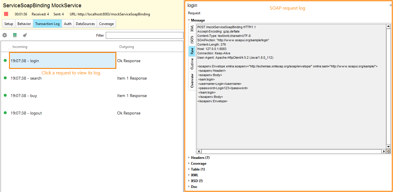 Service virtualization and API testing: SOAP request log Service virtualization and API testing: SOAP request log