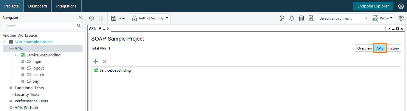 ReadyAPI: Interface: Projects: APIs ReadyAPI: Interface: Projects: APIs