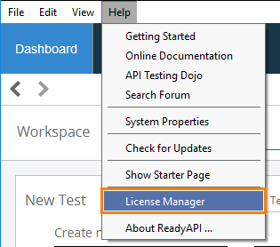 License Manager in the main menu