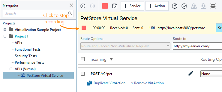 Service virtualization and API testing: Stopping the recording Service virtualization and API testing: Stopping the recording