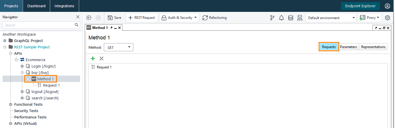 Opening the Requests page Opening the Requests page