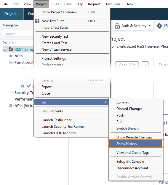 Git integration: Show History command in main menu
