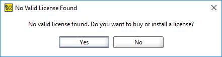 "No valid license found" message