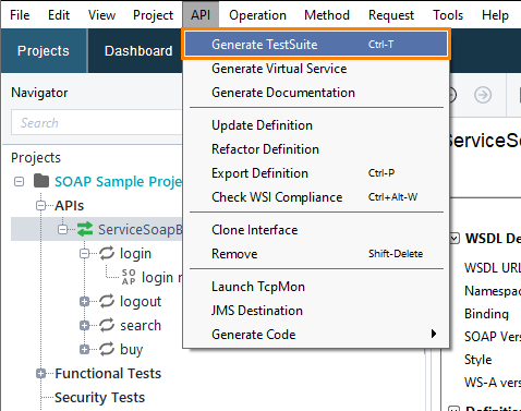 Functional testing with ReadyAPI: Generate TestSuite