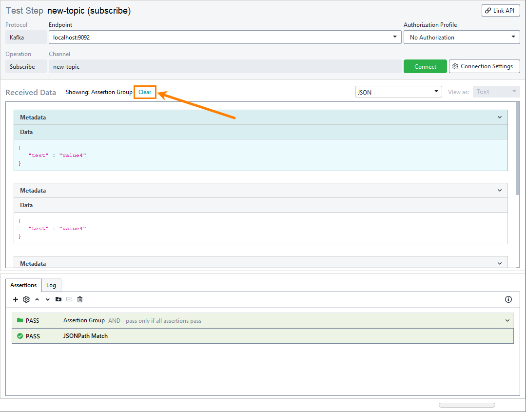 Simulating Kafka consumer: Clear assertion filtering
