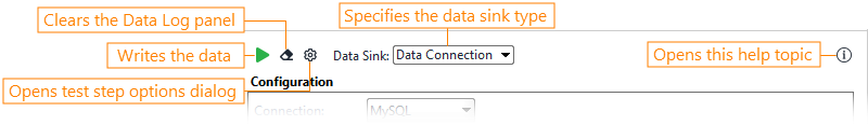 DataSink test step toolbar