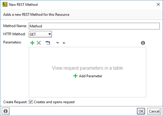 New REST Method dialog New REST Method dialog