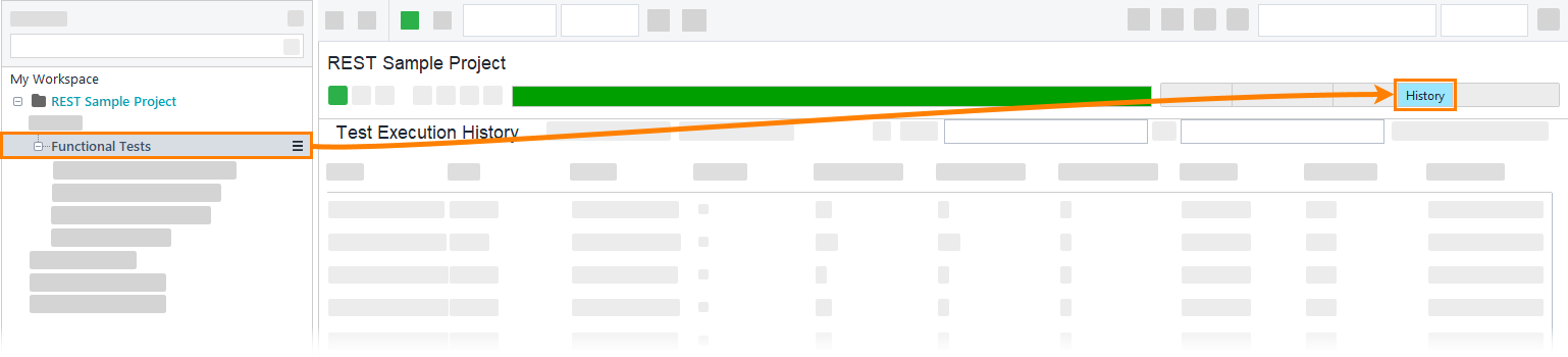 The History page in ReadyAPI