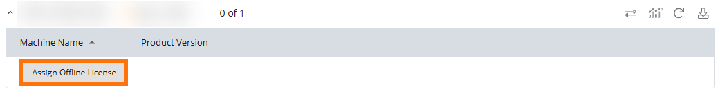 Screenshot of the SmartBear Licensing Portal showing the option to assign an offline license for a selected license entry.
