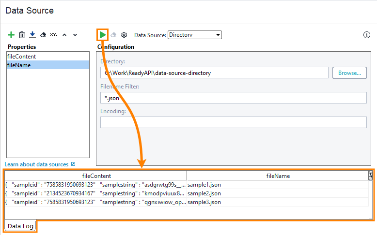 Directory data source example: Data log Directory data source example: Data log
