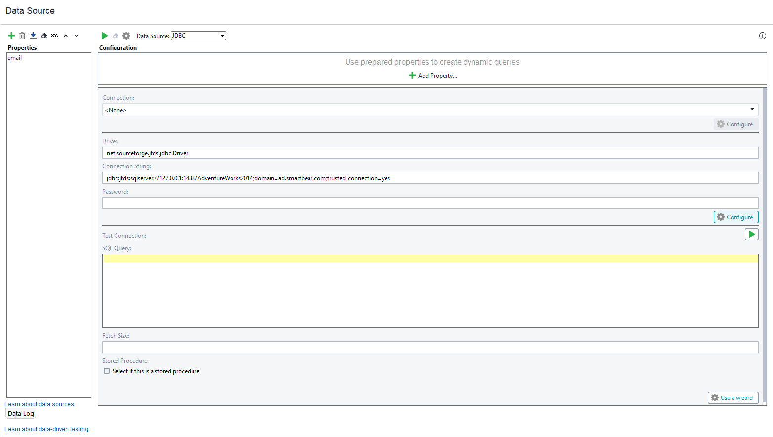 ReadyAPI: New database connection