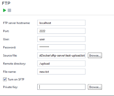 FTP test step editor FTP test step editor