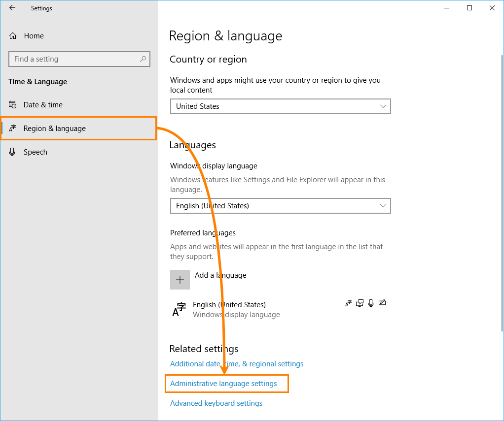 Unicode support: Region and language