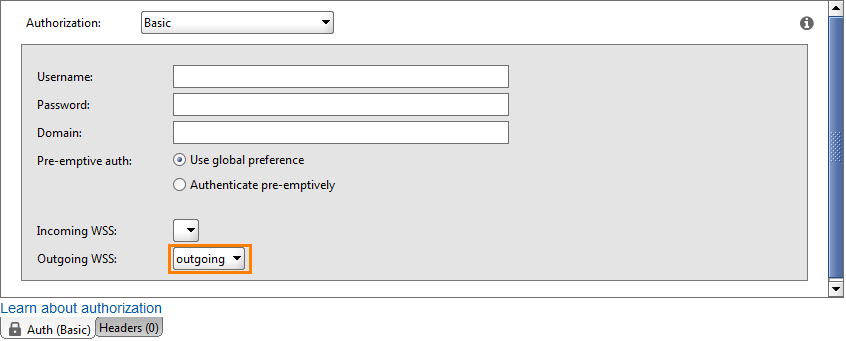 Adding the outgoing configuration to the request
