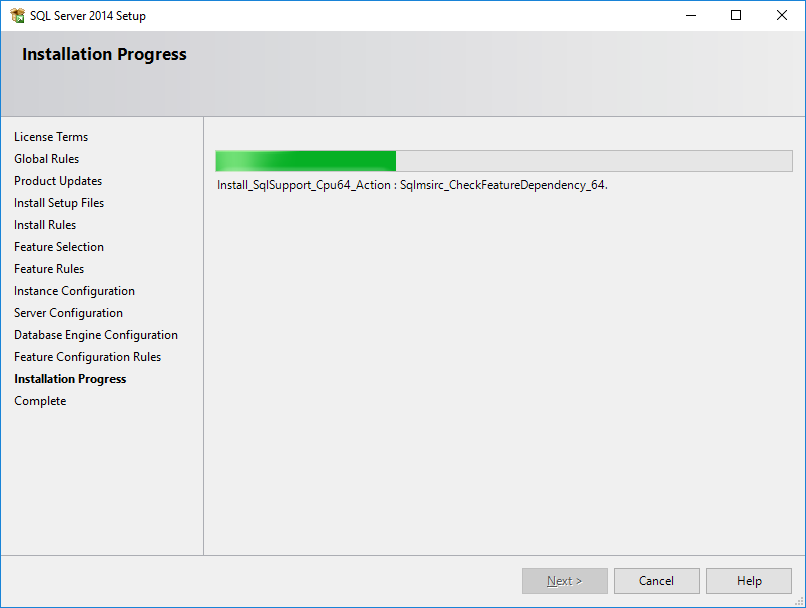 MS SQL Express: Installation in progress
