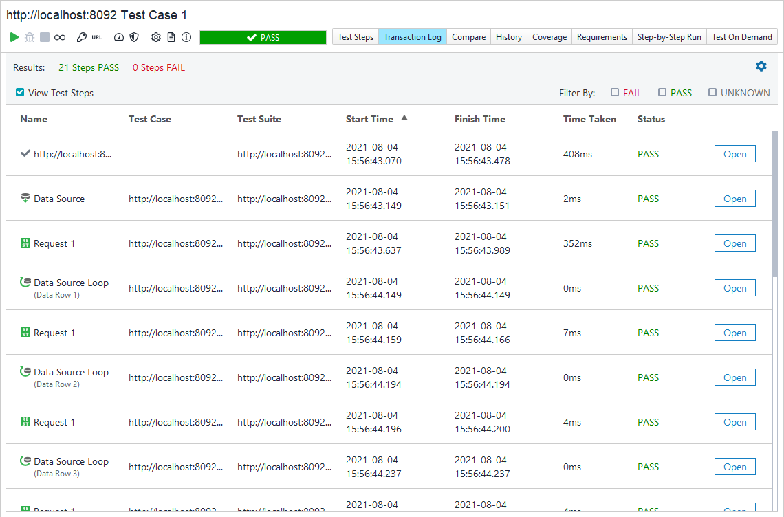 ReadyAPI: The transaction log ReadyAPI: The transaction log