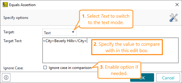 ReadyAPI: Configuring the Equals assertion