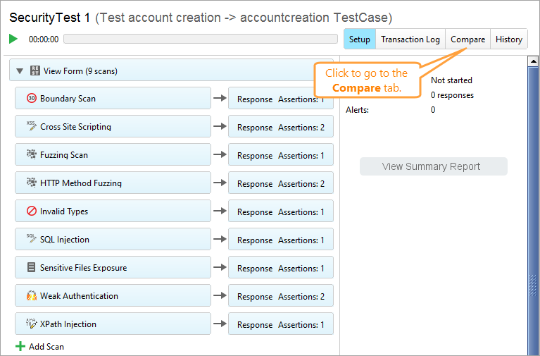 ReadyAPI: Switching to the Compare tab