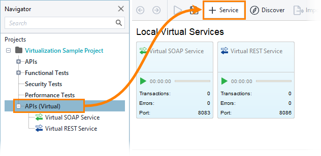 Service virtualization and API testing: New Virtual Service toolbar command Service virtualization and API testing: New Virtual Service toolbar command
