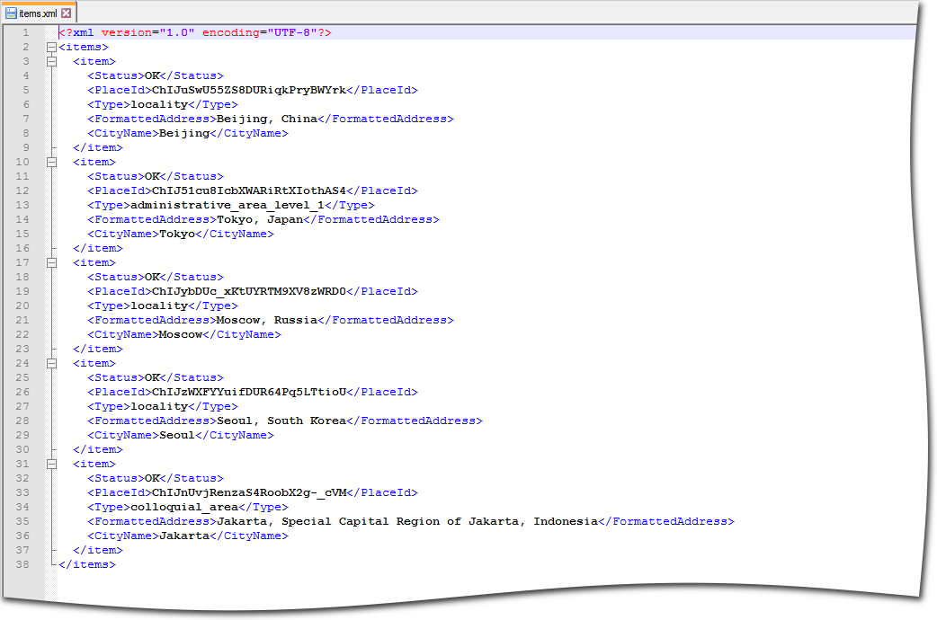 The Data Export report contents The Data Export report contents