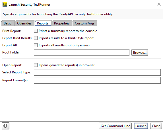 ReadyAPI: Command Line Runner Reports tab