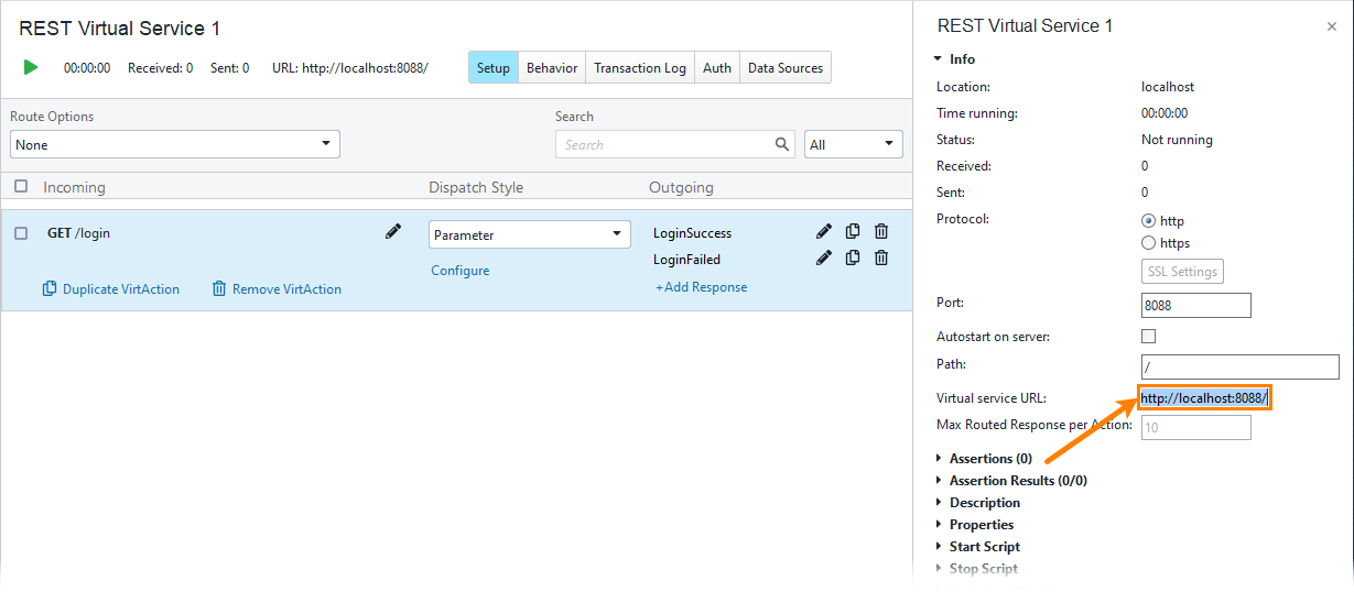 Service virtualization and API testing: Copying the virtual service URL Service virtualization and API testing: Copying the virtual service URL