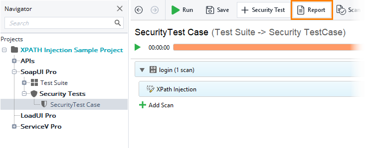 ReadyAPI: Report button on the toolbar